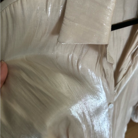 Champagne metallic oversized button up blouse - BUNDLE AND MAKE AN OFFER - Picture 2 of 3